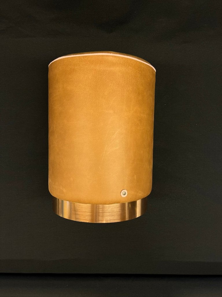 Handgemaakte leren poef, Ophalen, Minder dan 50 cm, Rond, Nieuw
