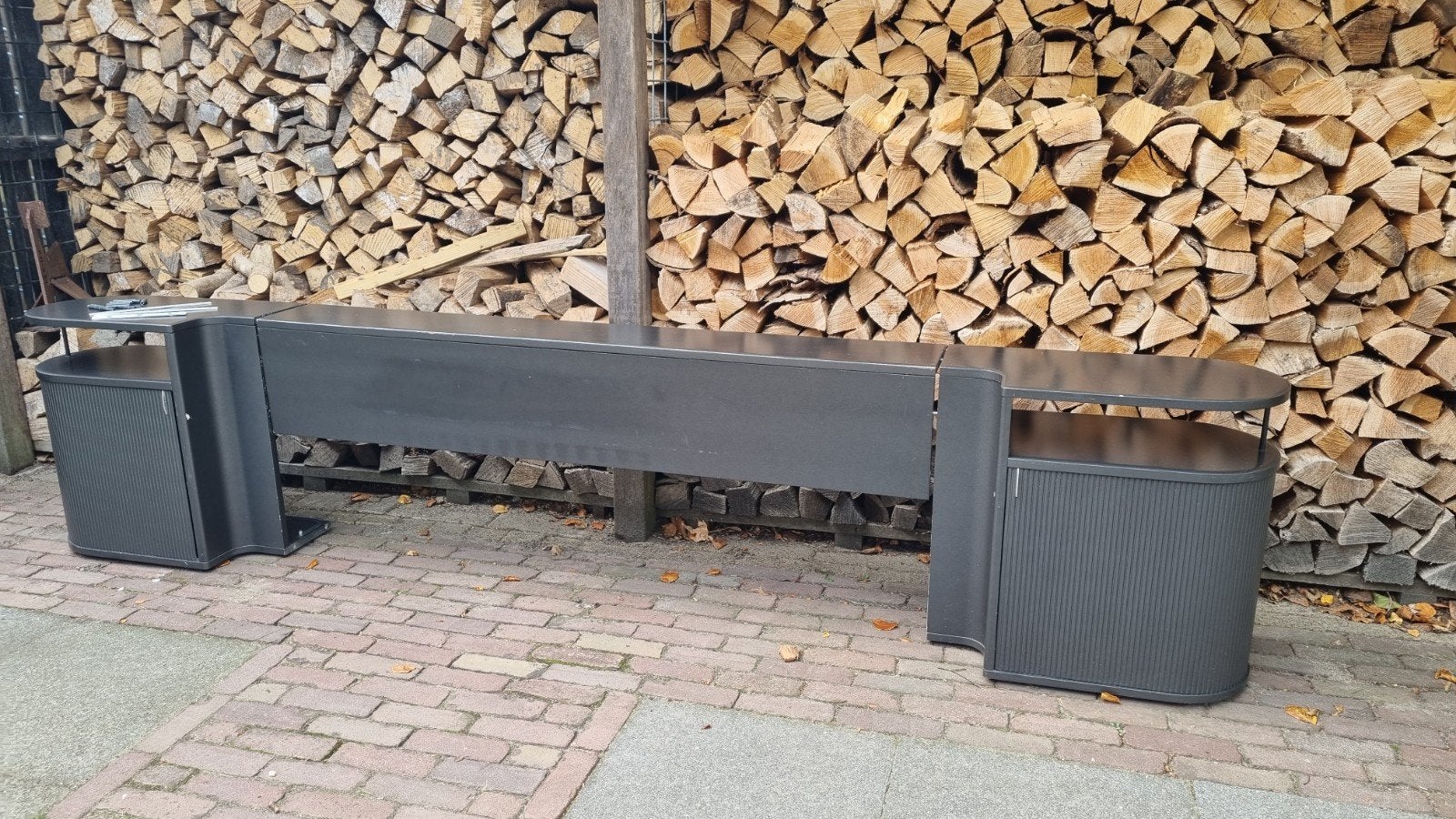 Auping Auronde hoofdbord met roldeurkasten, 180cm bed, antra, Ophalen, Gebruikt, Tweepersoons, 180 cm