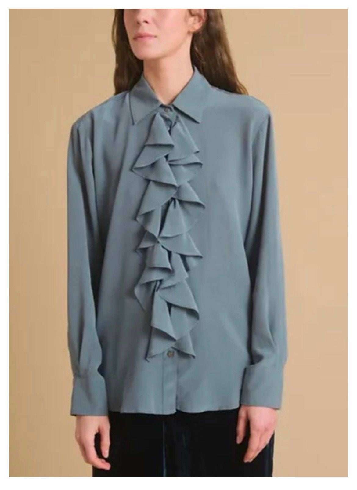 Diega prachtige zijde blouse staalblauw M/L NP 259,00 euro, Ophalen of Verzenden, Overige kleuren