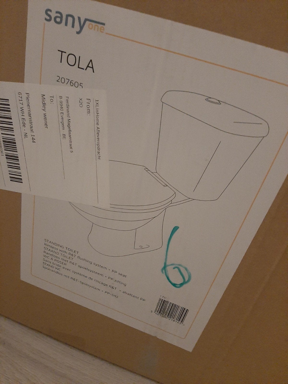 Nieuwe Sanyone TOLA staand toilet - WC pot, Ophalen, Nieuw, Toilet