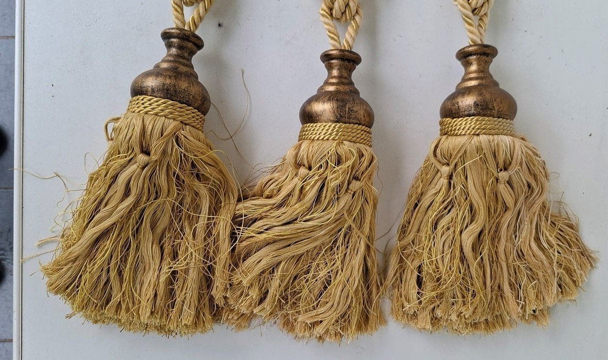 Gouden gordijn kwasten Embrasse - set van 3, Gebruikt, Ophalen of Verzenden, Klassiek, Goud
