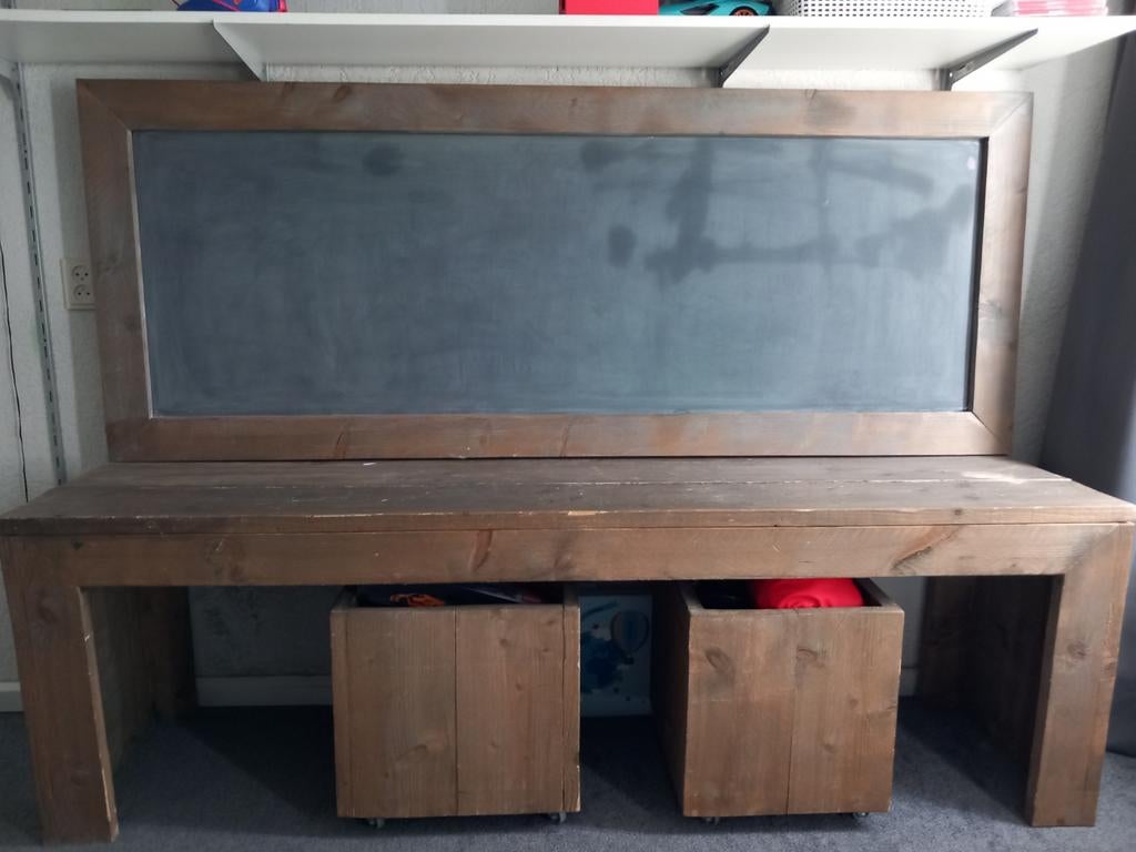 Krijtbord bureau met 2 opbergkistjes, Ophalen of Verzenden