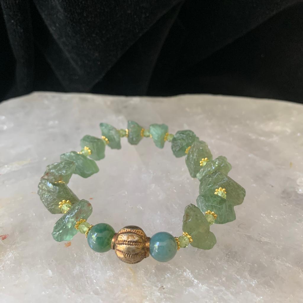 Peridoot olivijn zilver beschermt geluk vreugde uniek groei, Sieraden, Tassen en Uiterlijk, Armbanden, Nieuw, Zilver, Groen, Met bedels of kralen