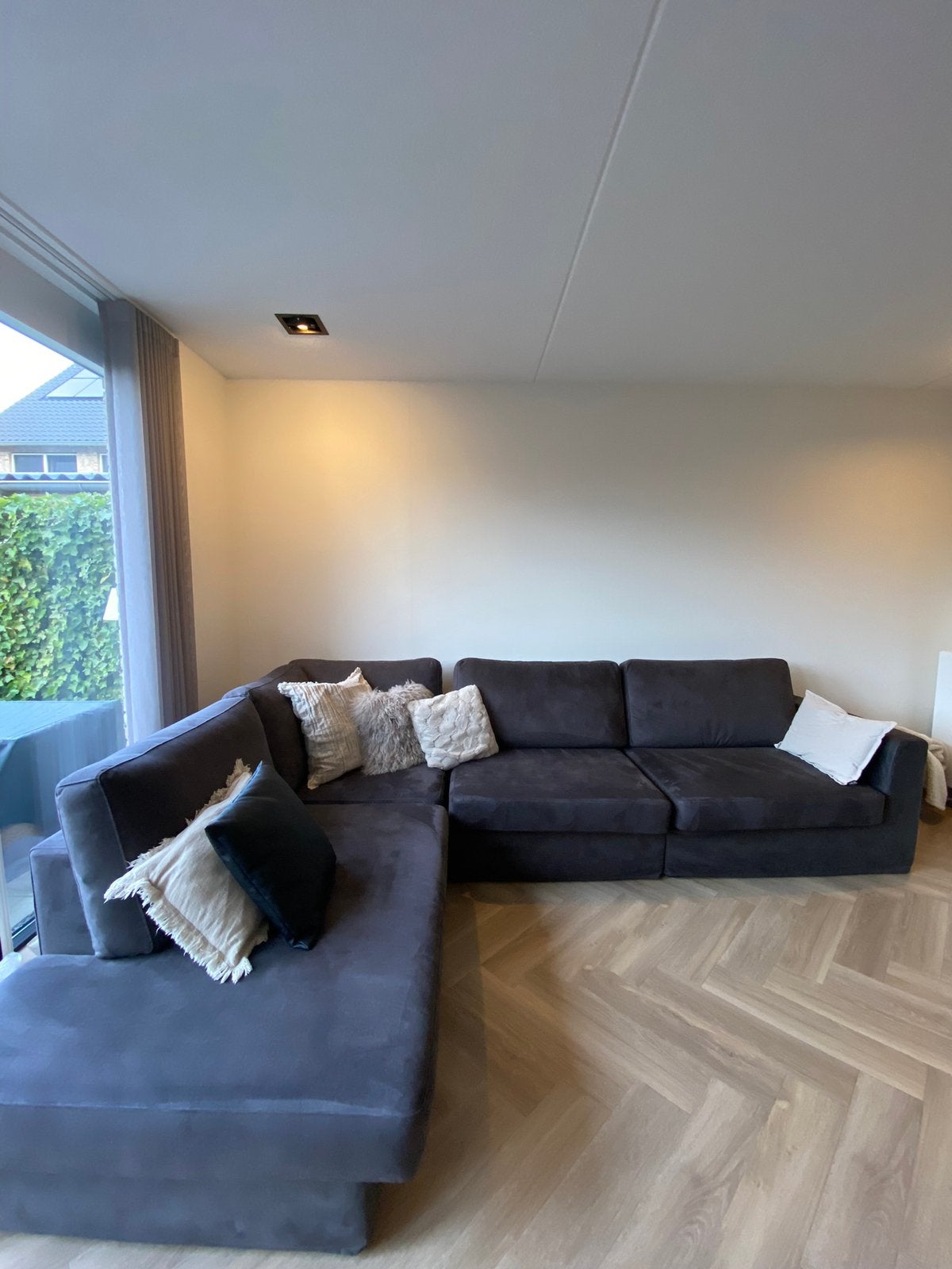 Modulair hoekbankstel De Bankenfabriek, antraciet suède, Huis en Inrichting, Ophalen, 250 tot 300 cm, Hoekbank, 75 tot 100 cm