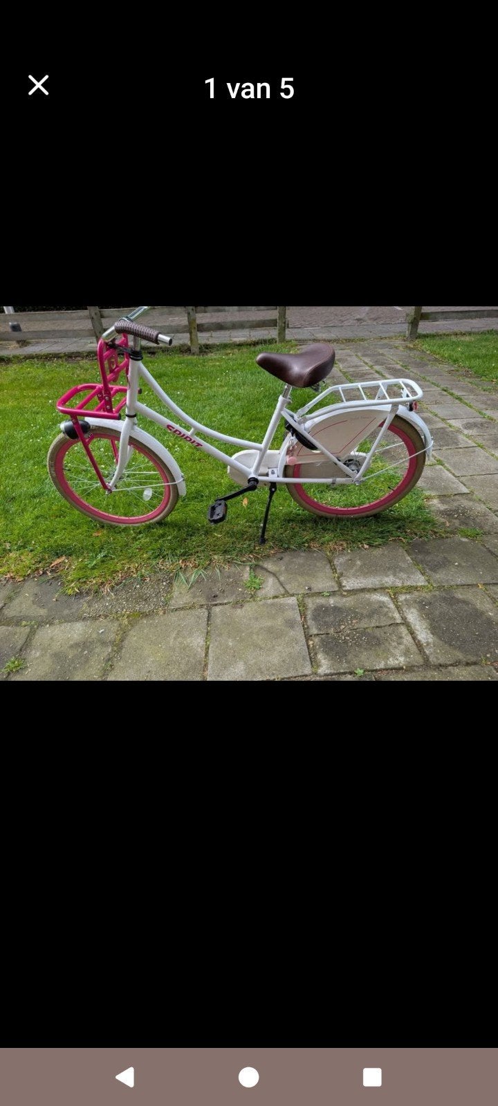Spirit Meisjesfiets 22 inch - Wit/Roze, Terugtraprem, 22 inch, Gebruikt, Ophalen of Verzenden