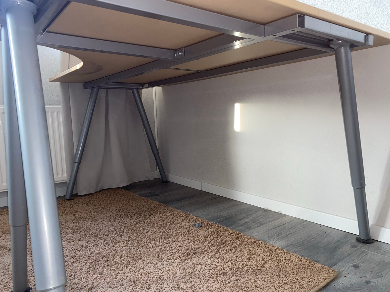 Hoekbureau 160x80/120cm, in hoogte verstelbaar, Huis en Inrichting, Ophalen, Gebruikt, Hout, Hoekbureau