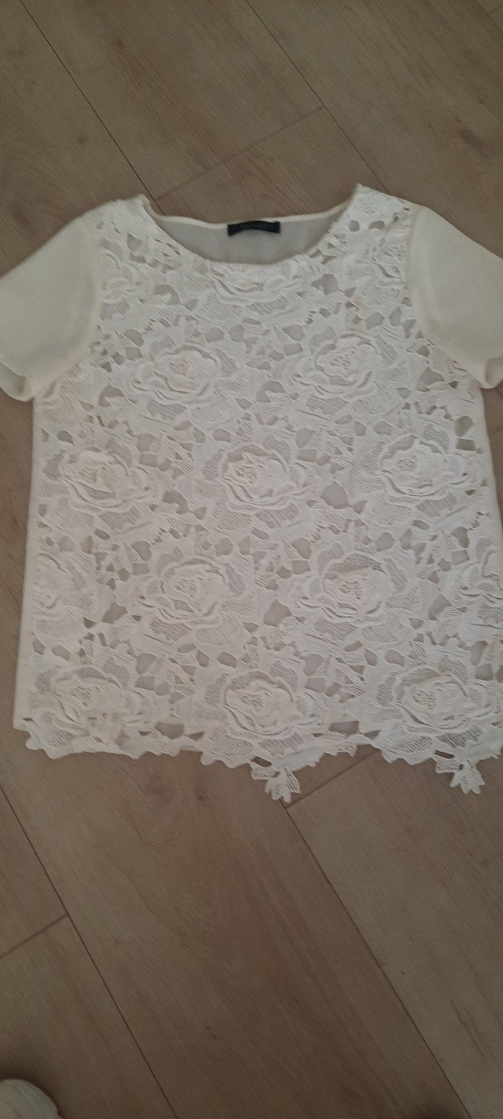 Twin-Set top met kant mt 38, Verzenden, Wit, Twin-Set, Korte mouw