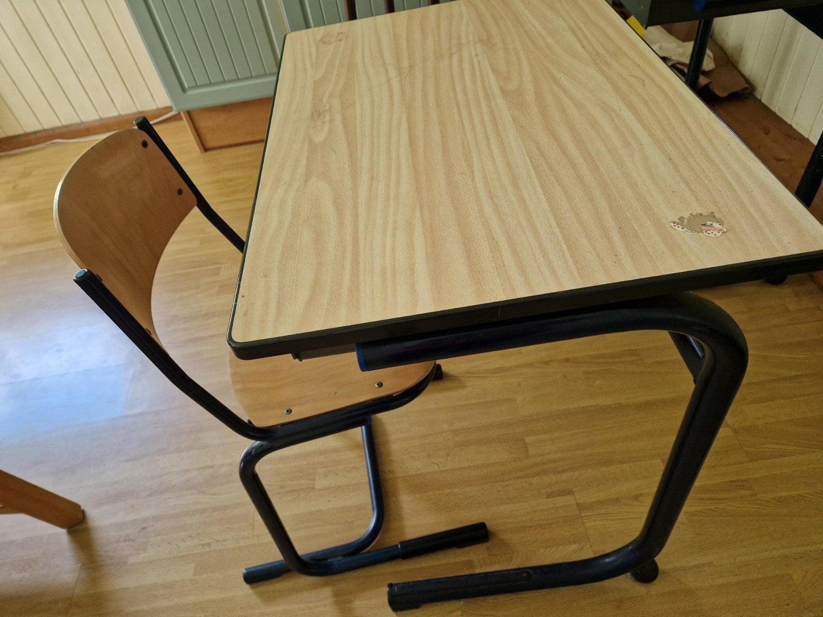 Vintage schoolbankje met stoel - ideaal voor kinderkamer, Ophalen