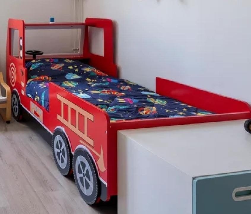 Kinderbed Brandweerauto 200x90cm, Kinderen en Baby's, Kinderkamer | Bedden, Ophalen, 85 tot 100 cm, Zo goed als nieuw, Lattenbodem