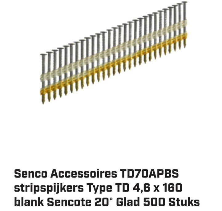 Senco TD70APBS Stripnagels 4,6x160mm Glad 500 Stuks, Ophalen of Verzenden, Nieuw