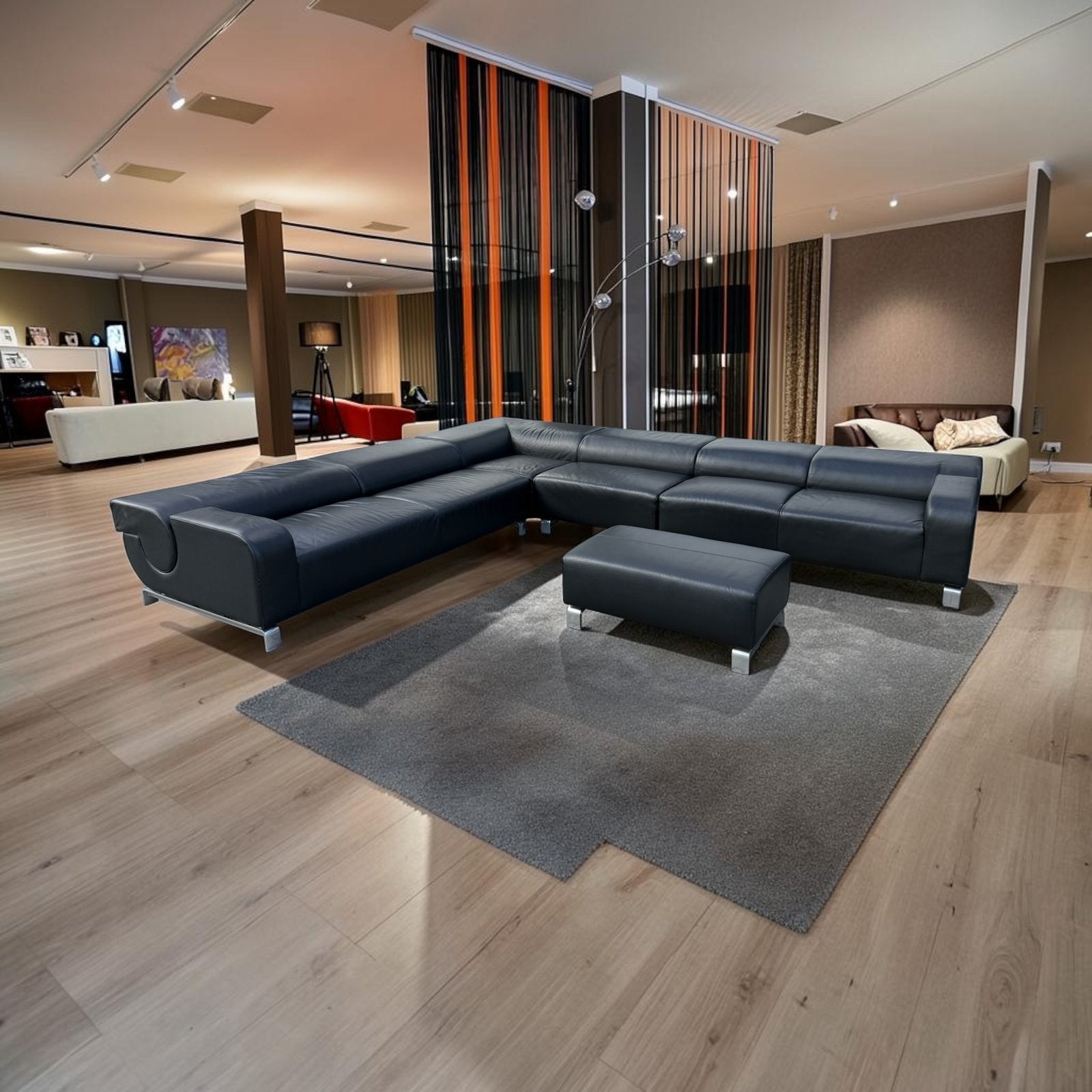 LEOLUX B-FLAT HOEKBANK + HOCKER | IN PRACHTIGE STAAT, Hoekbank, 300 cm of meer, Leer, Ophalen of Verzenden