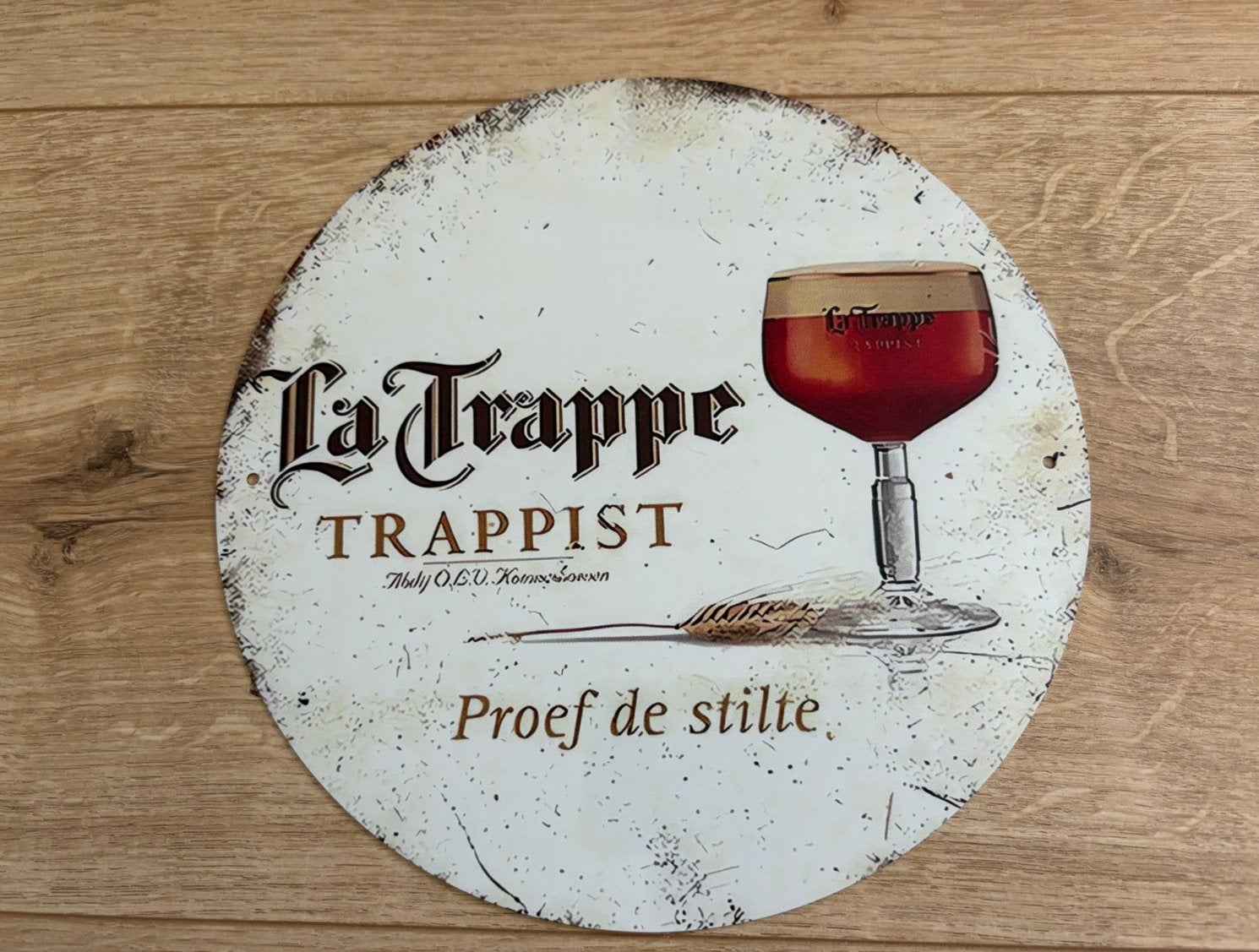 Prachtig vintage reclamebord La Trappe Trappist (20x20), Verzamelen, Ophalen of Verzenden, Zo goed als nieuw, Reclamebord, Plaat of Schild