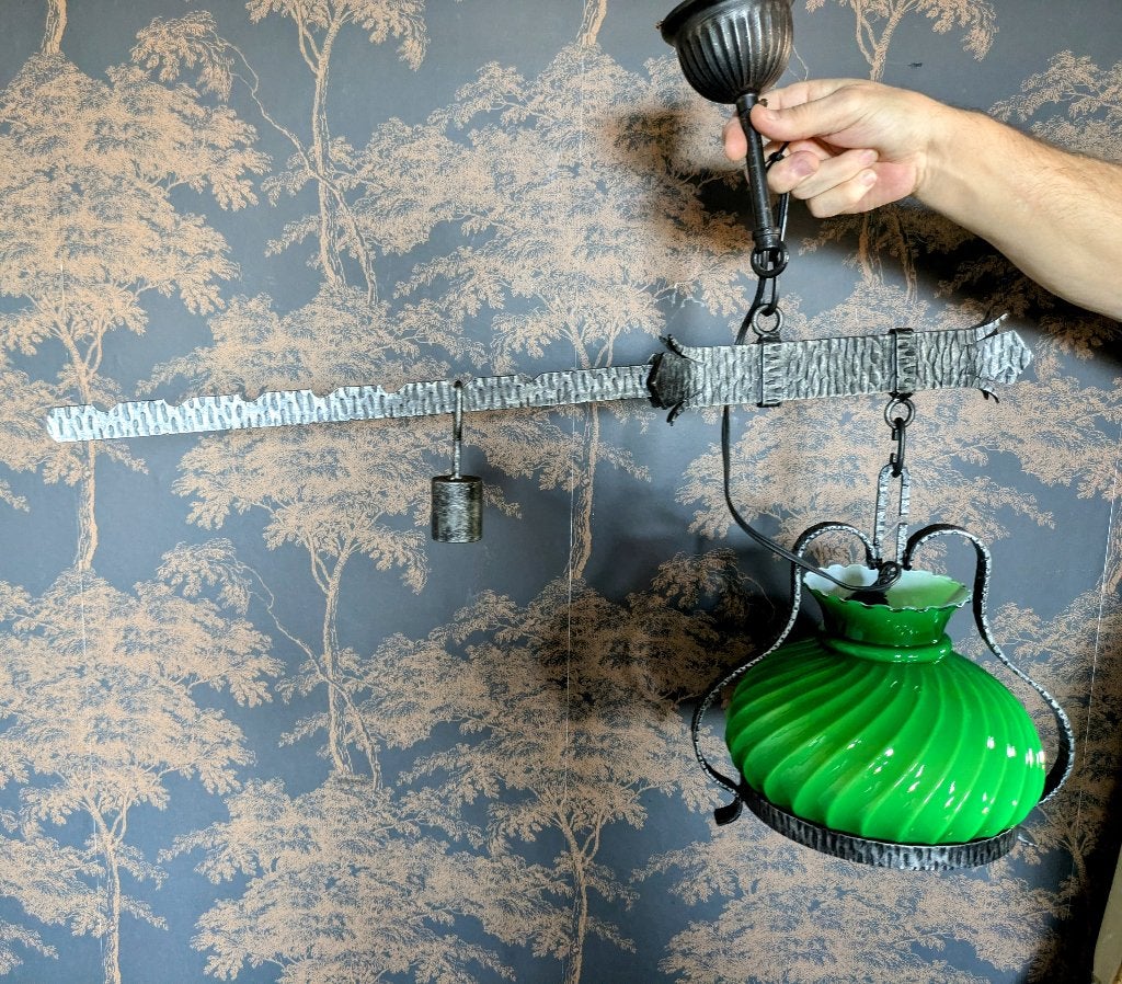 Prachtige Vintage groene Lamp, Ophalen, Gebruikt, Vintage, E27 (groot)