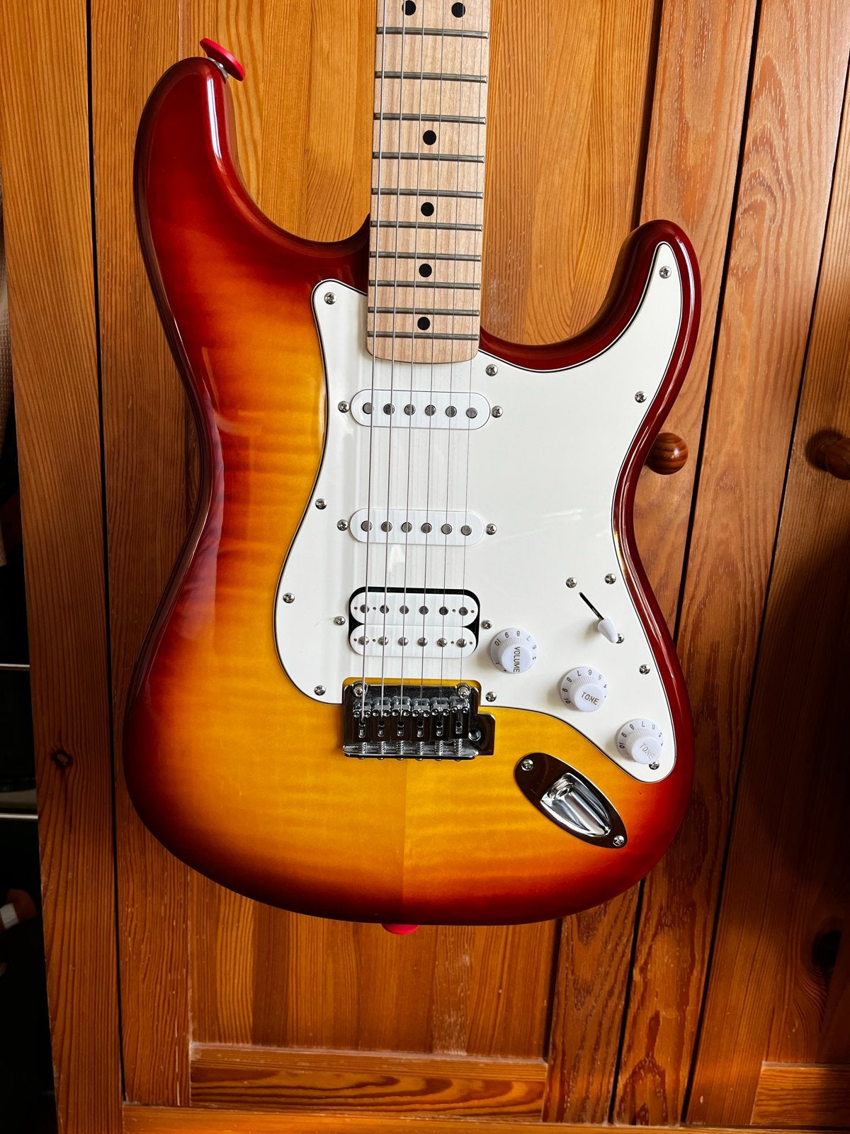 Stratocaster Squier Affinity HSS FMT - Zeer Nette Staat, Ophalen, Gebruikt, Solid body, Fender