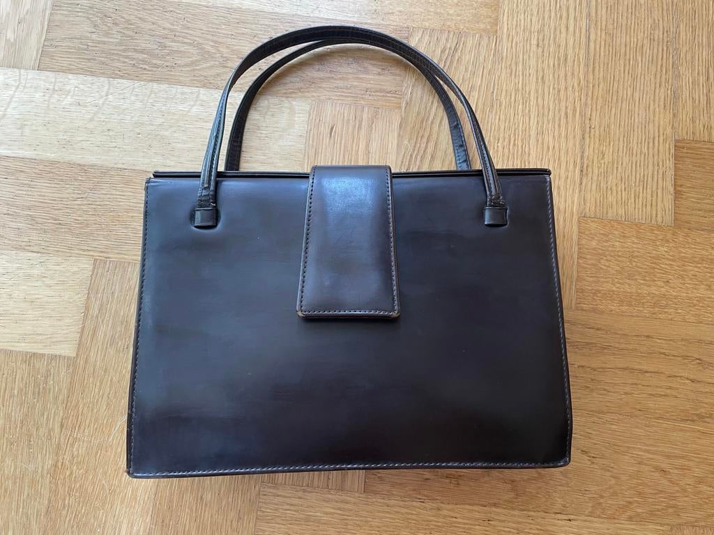 Bruine Vintage Handtas Jaren '60, Sieraden, Tassen en Uiterlijk, Tassen | Damestassen, Ophalen of Verzenden, Gebruikt, Bruin, Handtas
