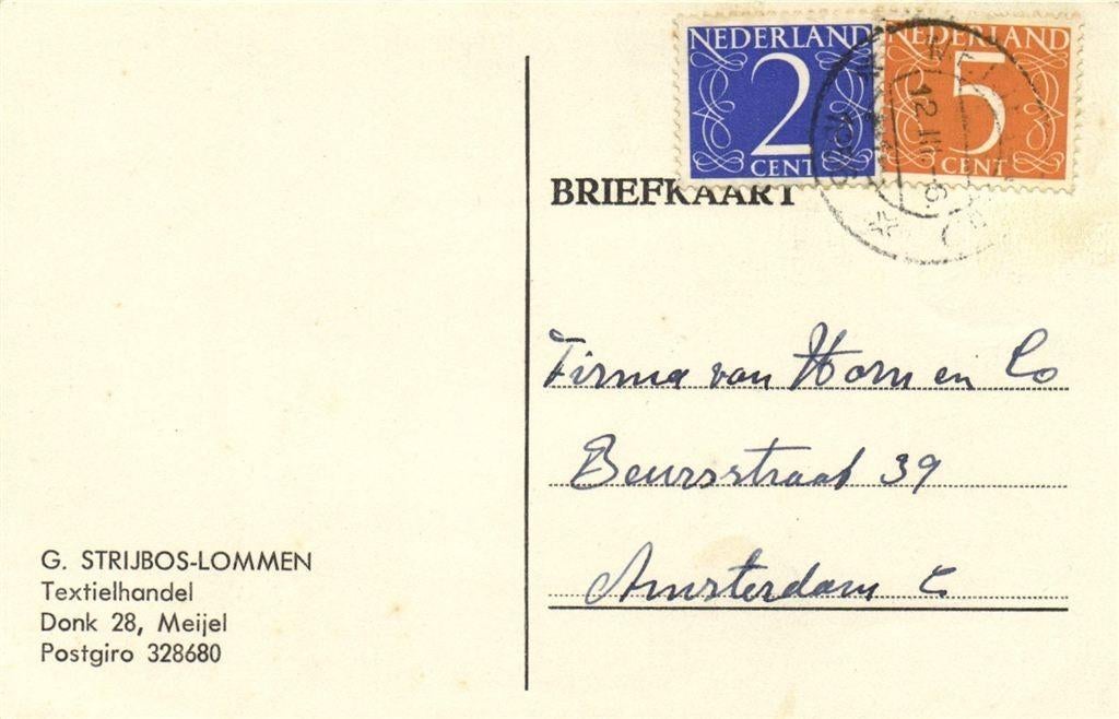 G. Strijbos-Lommen, Meijel - 03.1956 - briefkaart, Ophalen of Verzenden, Briefkaart