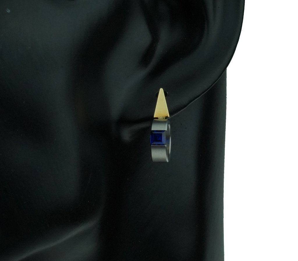 Saffier 14k gouden moderne oorbellen titanium dames