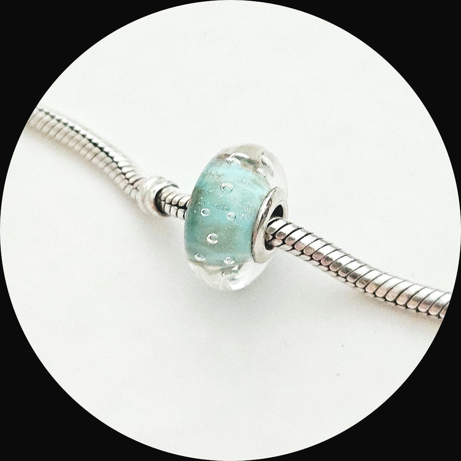 Pandora murano glinsterend Mintgroen, Sieraden, Tassen en Uiterlijk, Bedels, Glas of Kristal, Pandora, Ophalen of Verzenden, Zo goed als nieuw