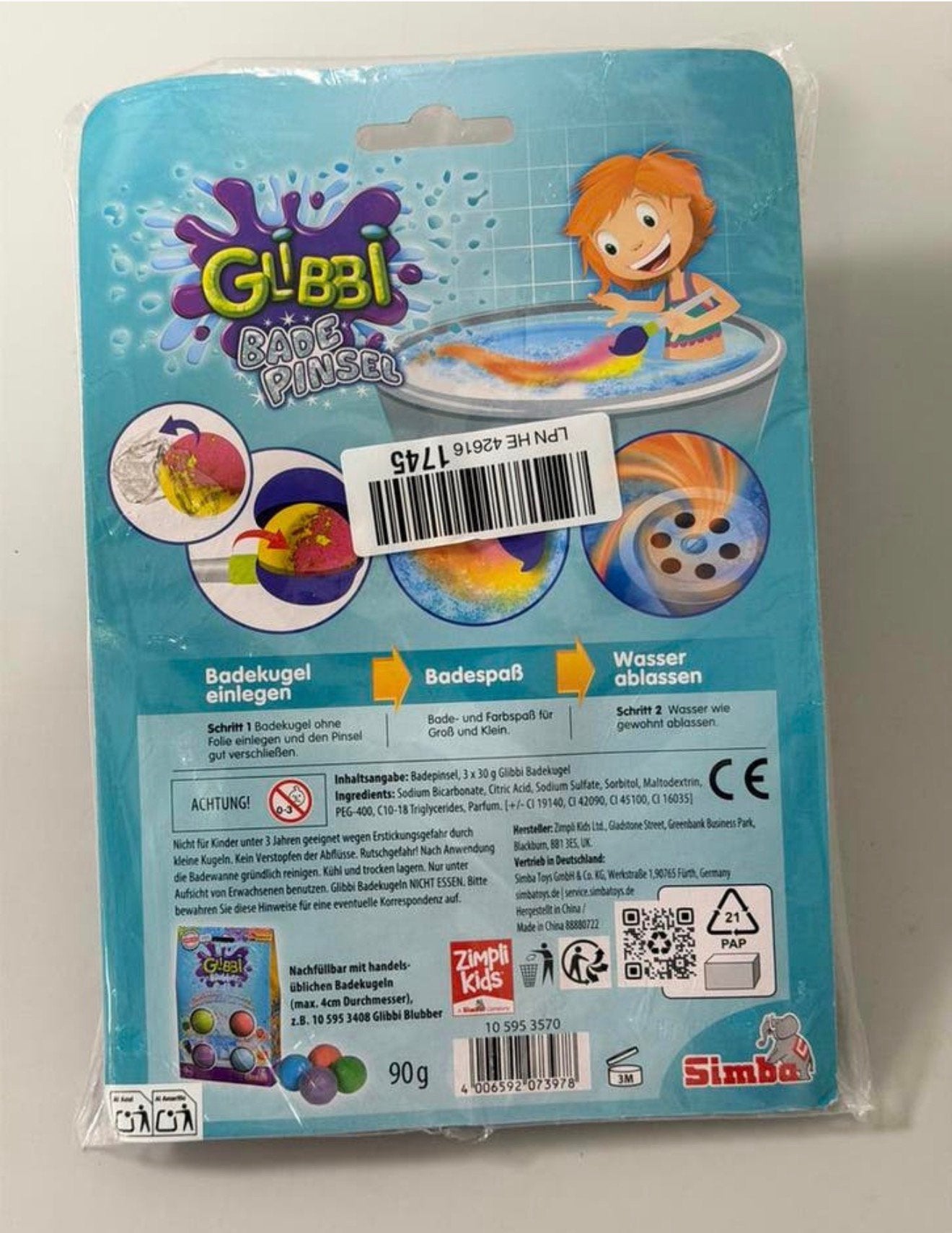 Simba Glibbi Badpenseel met 3 badbommen nieuw - Bad kleuren, Nieuw, Ophalen of Verzenden, H, H