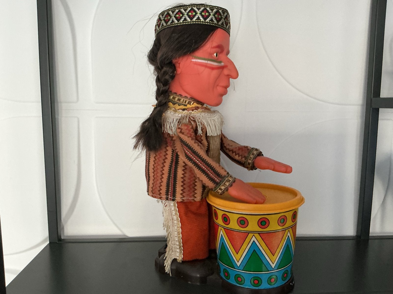 Vintage Indiaan met trommel - Decoratief figuur, Ophalen of Verzenden