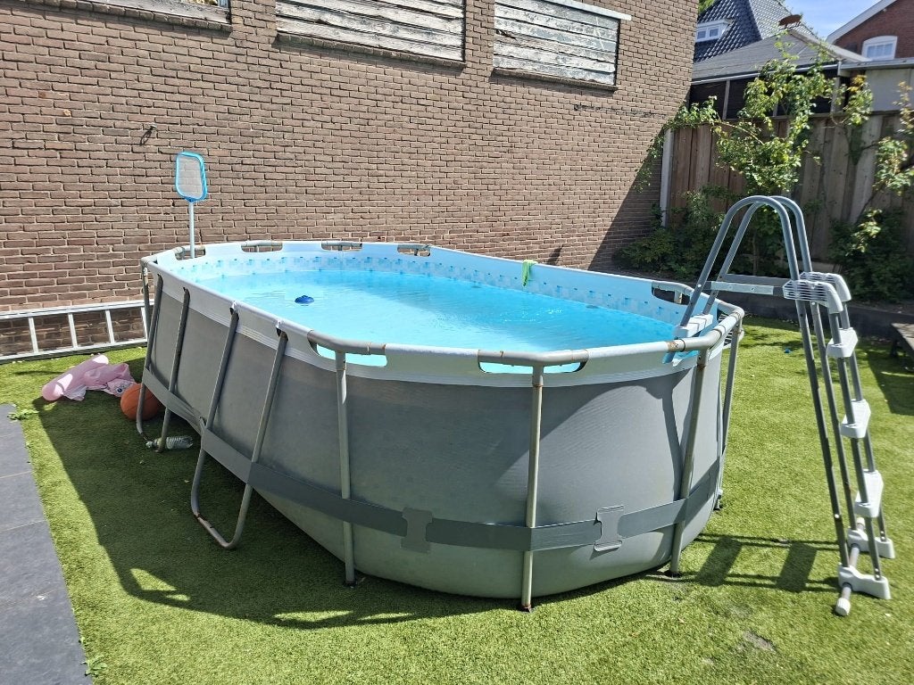 Bestway Power Steel zwembad 610x366x122cm + zandfilterpomp, Tuin en Terras, Ophalen, Gebruikt