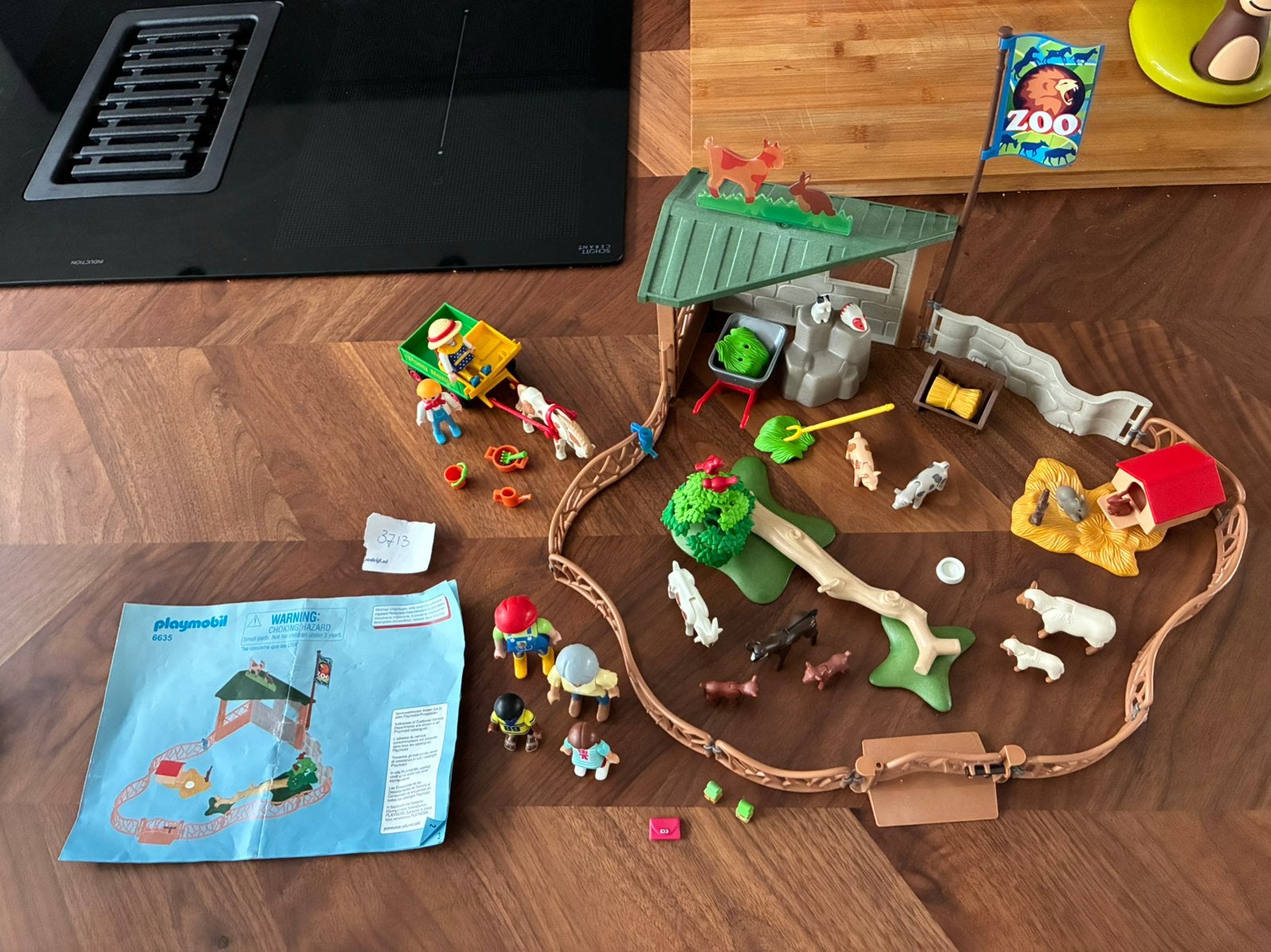 Playmobil 6635 3713 kinderboerderij pony wagen zoo dieren, Gebruikt, Gebouw, Complete set, Ophalen of Verzenden