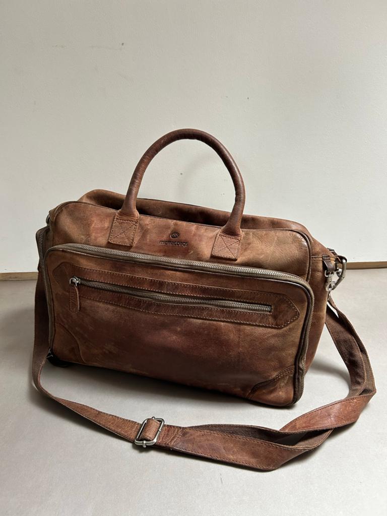 Stijlvolle Leren verzorgingstas- Bruin, Ophalen of Verzenden, Gebruikt, Bruin, Handtas