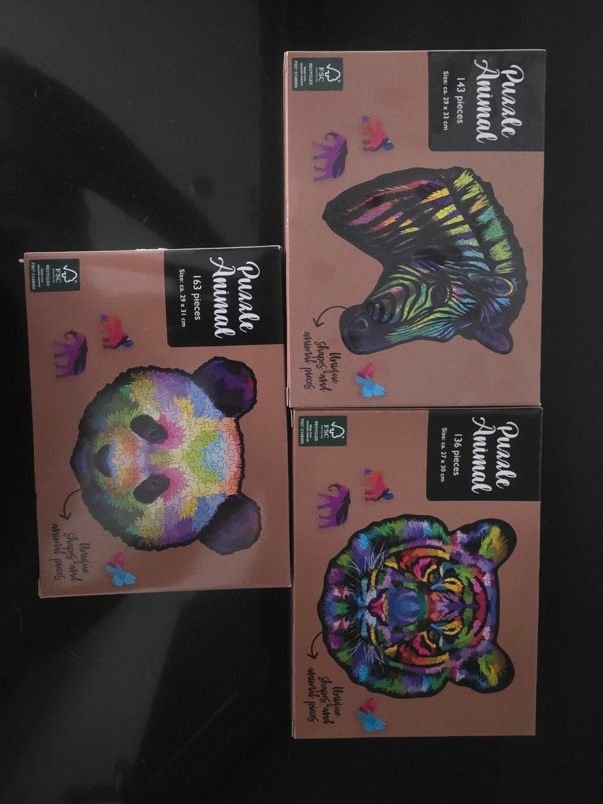 Puzzle Animal: Zebra, Panda, Tijger (3 stuks), Ophalen of Verzenden, Nieuw