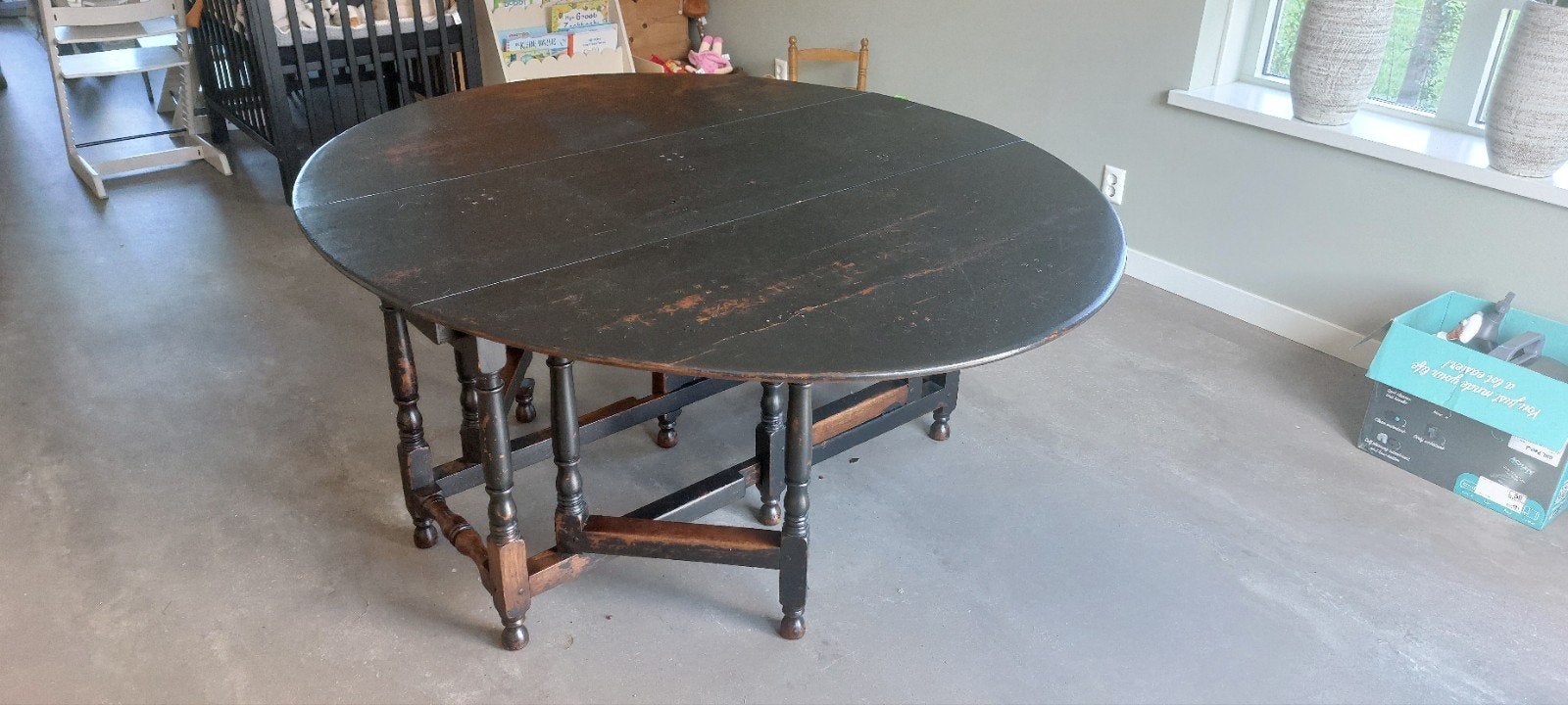 Eiken Engelse Hangoortafel - Ovaal 180x150, Ophalen