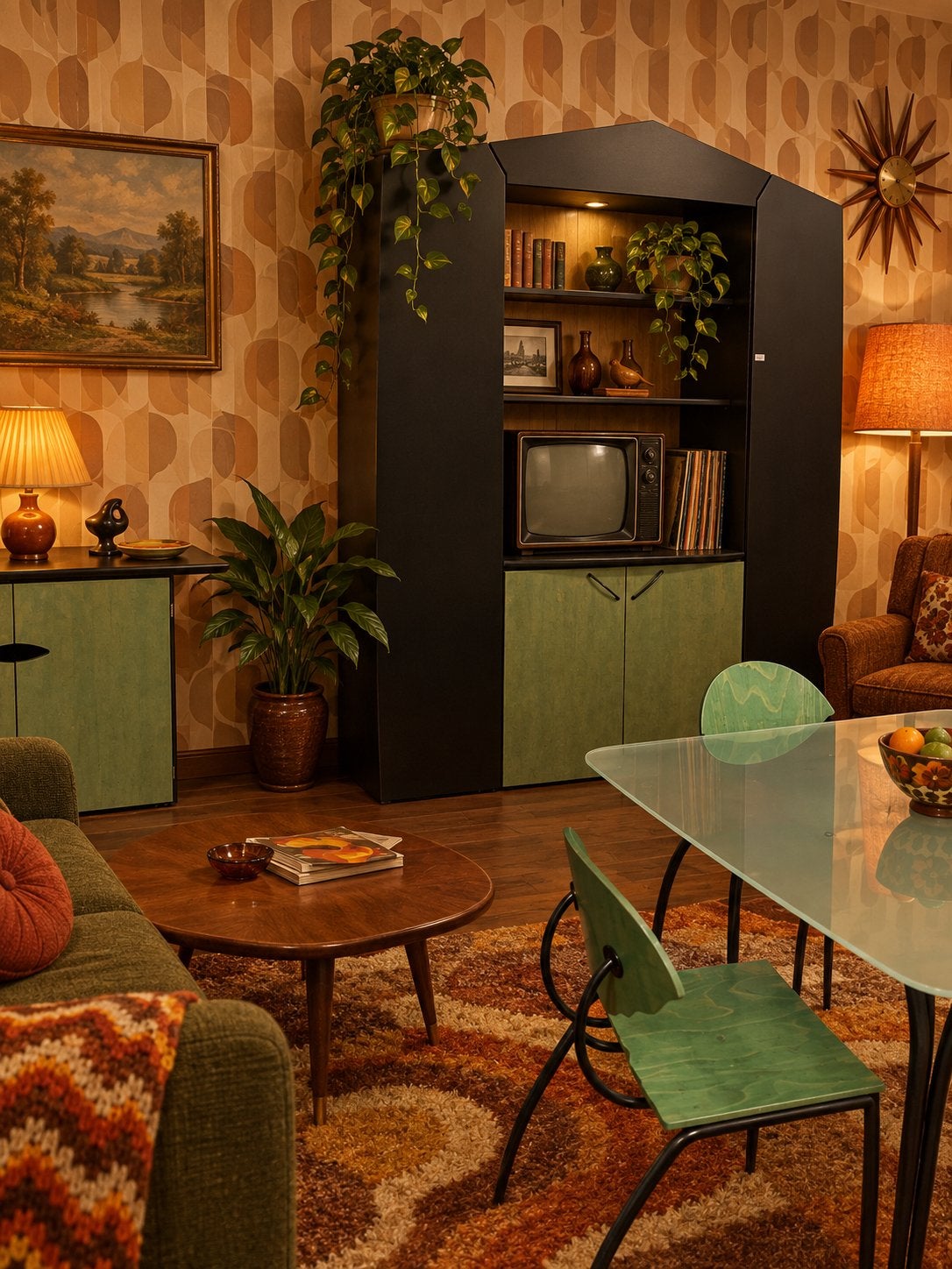 Uniek - vintage - retro 1982 Memphis-stijl / woon set, Ophalen, Nieuw, Memphis, 4 tot 6 stoelen