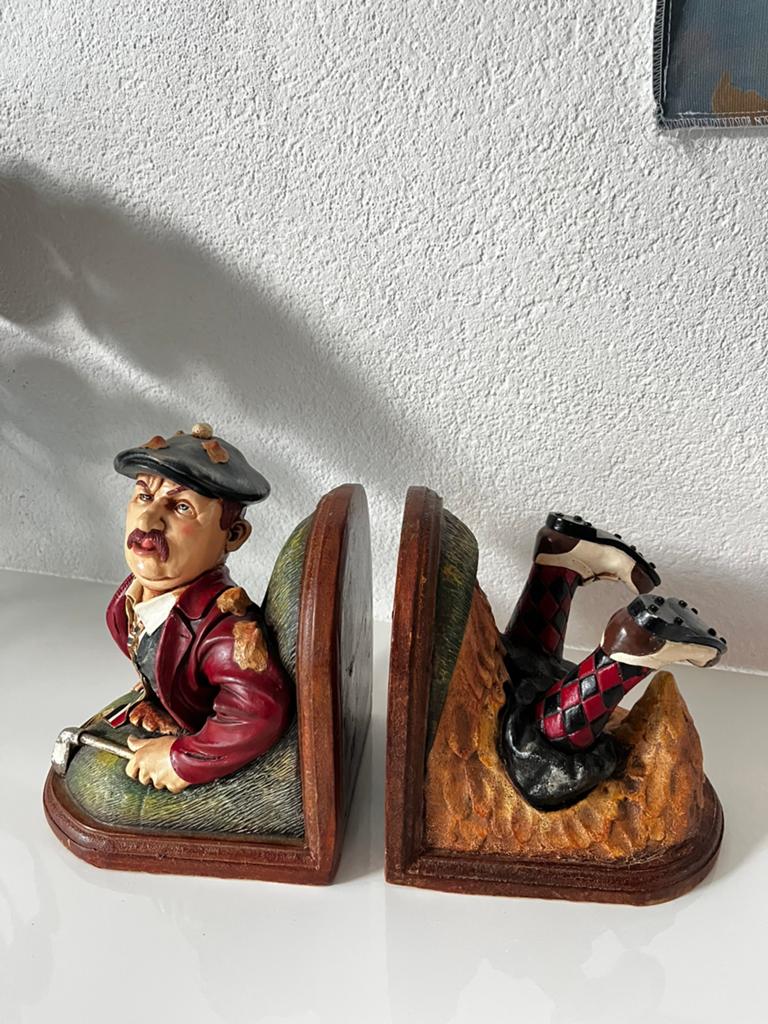Unieke Peter Mook boekensteunen. Set van 2 stuks. Golfer., Ophalen of Verzenden