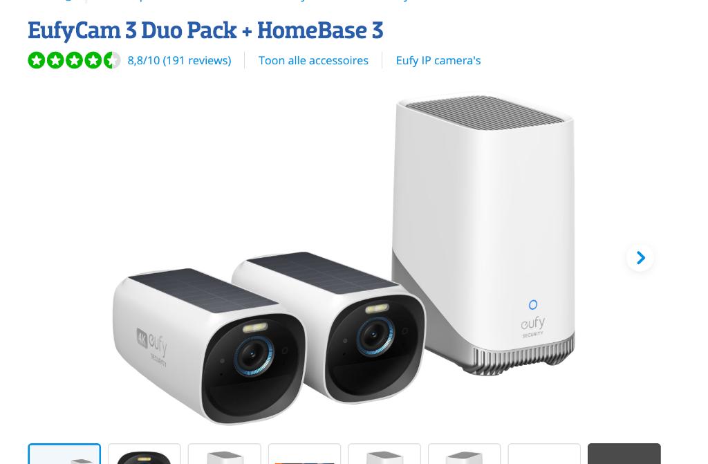 EufyCam 3 (S330) Duo Pack + HomeBase 3 + Silicone hoes, Audio, Tv en Foto, Videobewaking, Ophalen of Verzenden, Zo goed als nieuw