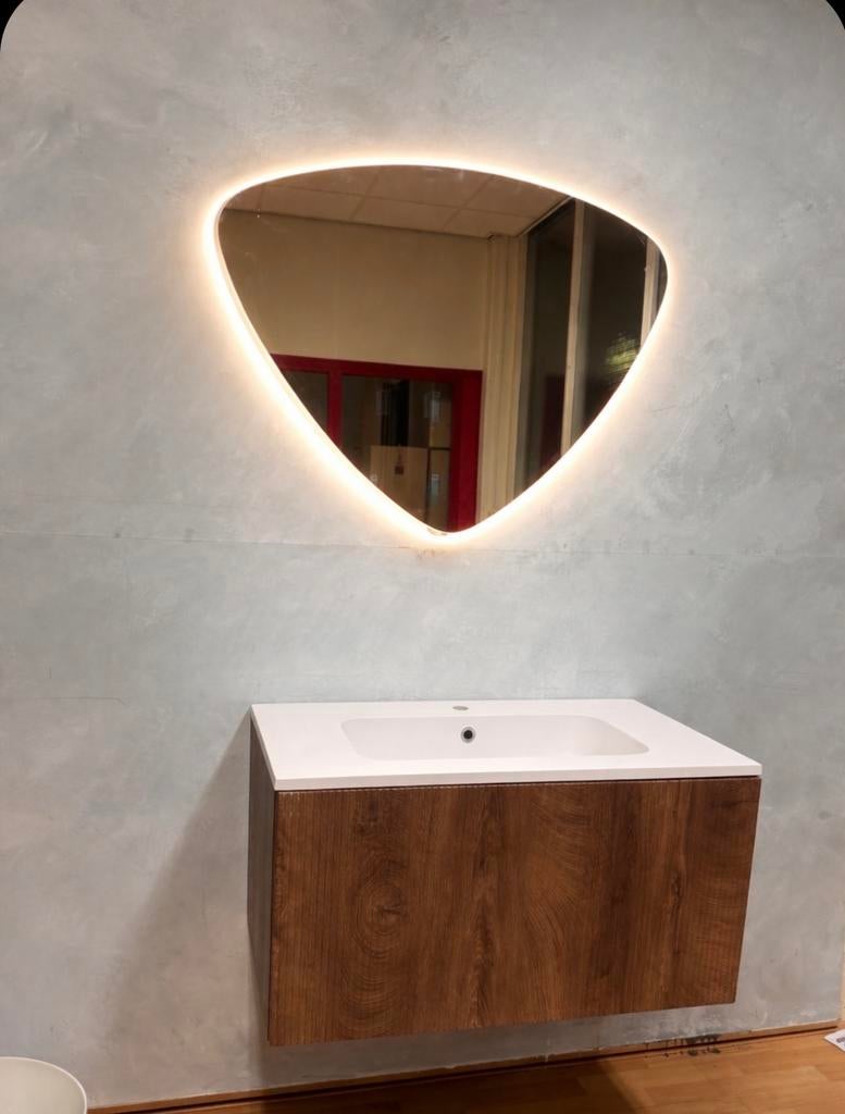 Badkamermeubel met wasbak en luxe organische spiegel, Nieuw, Minder dan 100 cm, Wastafelkast, 25 tot 50 cm