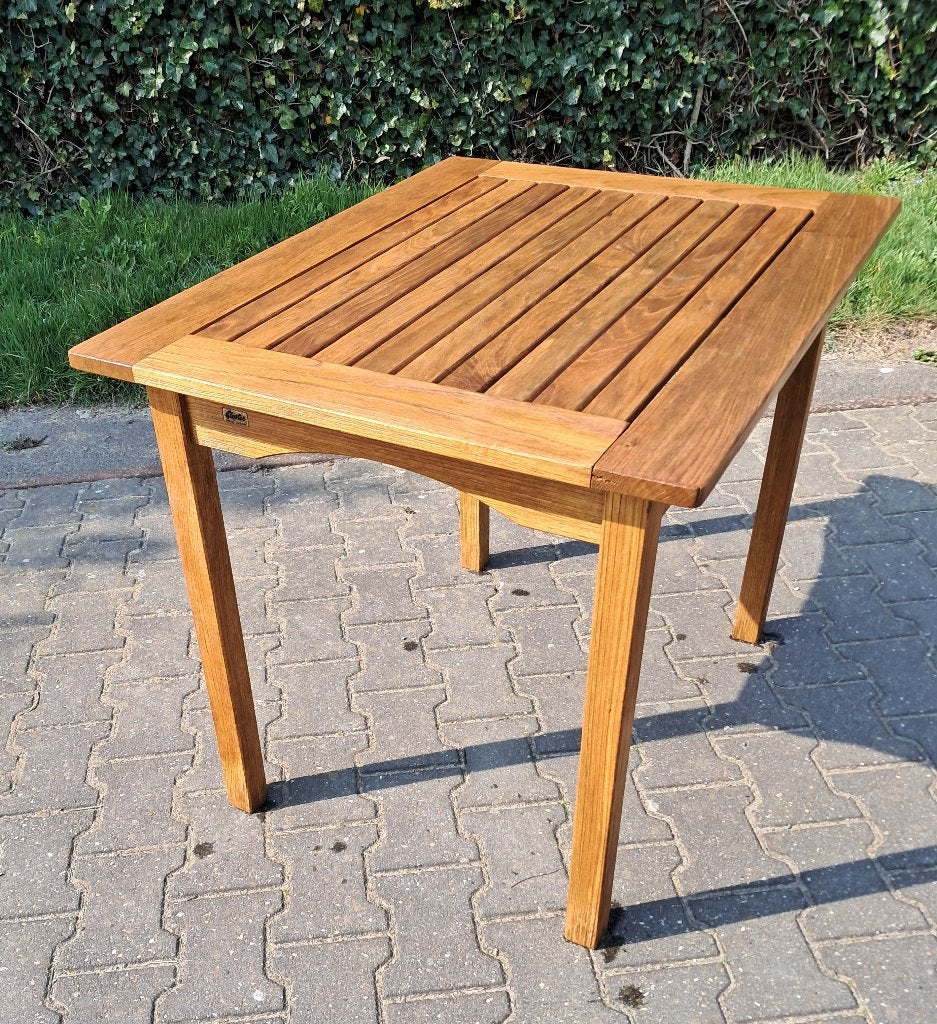 Gloster teak tuintafel 90x70x72(h)cm, demontabel, Ophalen, Gebruikt, Rechthoekig, Teakhout