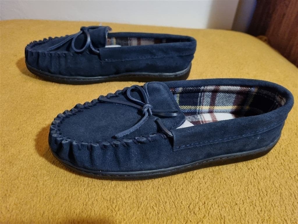 Cushion-Walk flexible comfort Suede Moccasin slippers blauw
