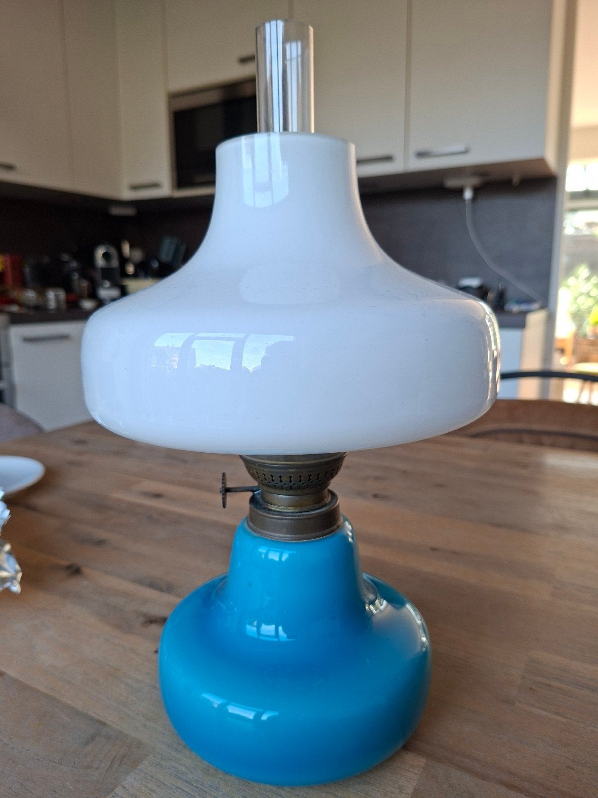 oline Olie Lamp - Blauw met Witte Kap, Ophalen