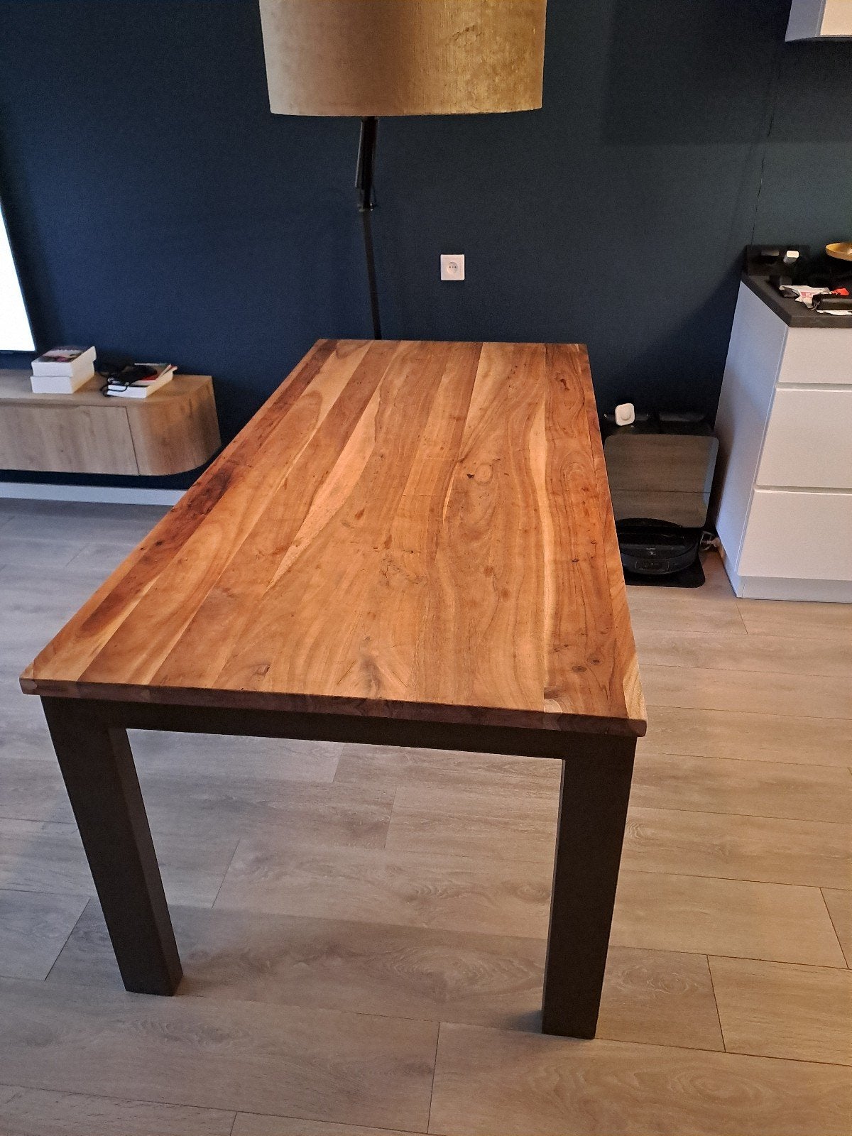 Henders & Hazel eettafel 190x90x76cm - Hout met staal, 50 tot 100 cm, Zo goed als nieuw, Vijf personen of meer, 150 tot 200 cm