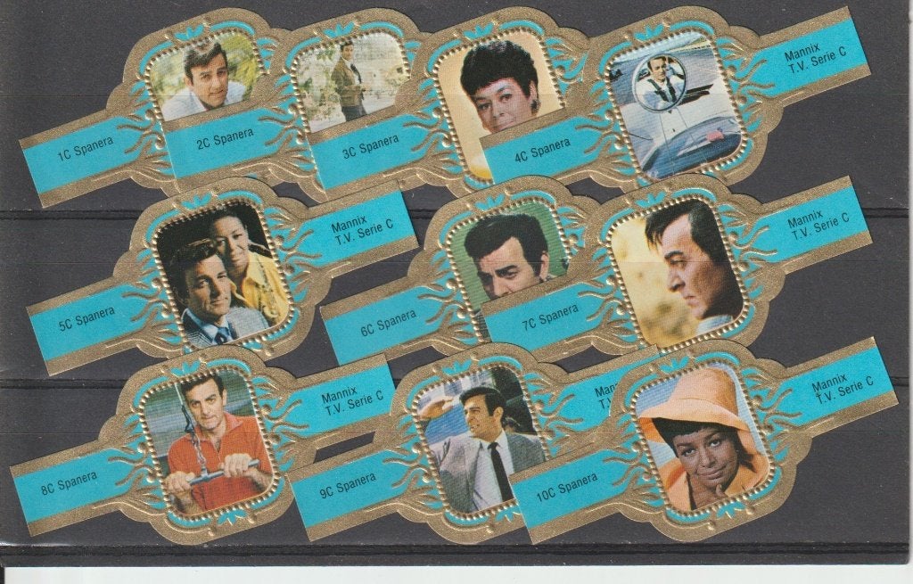 reeks 454   mannix  1-10   sigarenbanden, Ophalen of Verzenden, Zo goed als nieuw, Sigarenbandjes