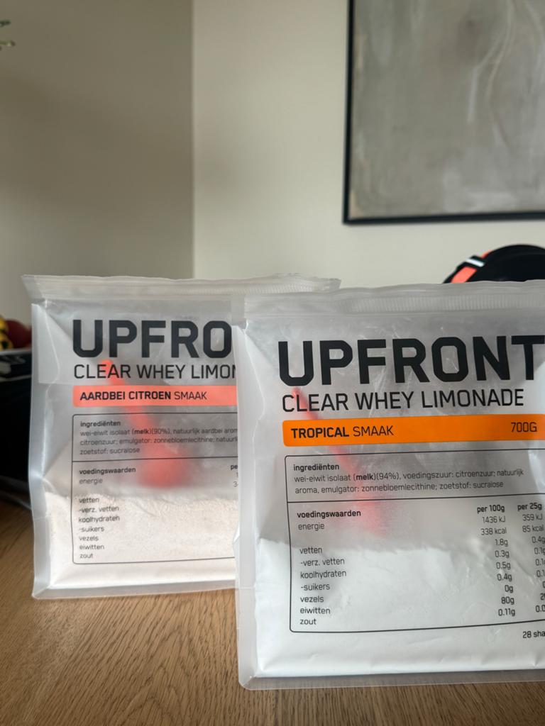 UPFRONT Clear Whey Limonade - Aardbei Citroen & Tropical, Ophalen of Verzenden, Gebruikt, Poeder of Drank