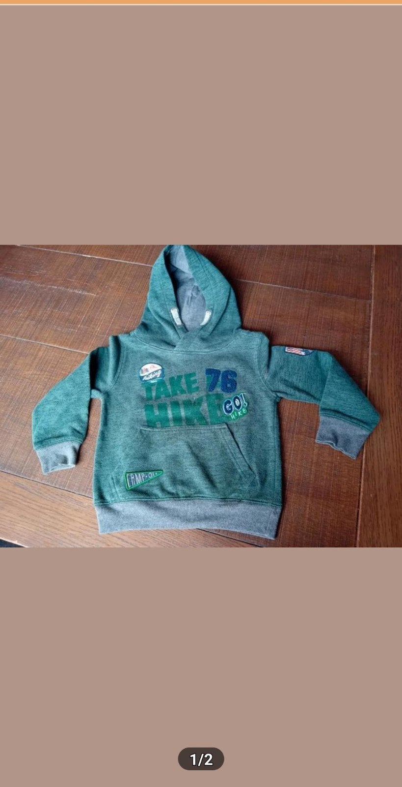 Leuke groene trui Unlocked maat 104/110 met print, Gebruikt, Jongen of Meisje, Trui of Vest, Ophalen of Verzenden
