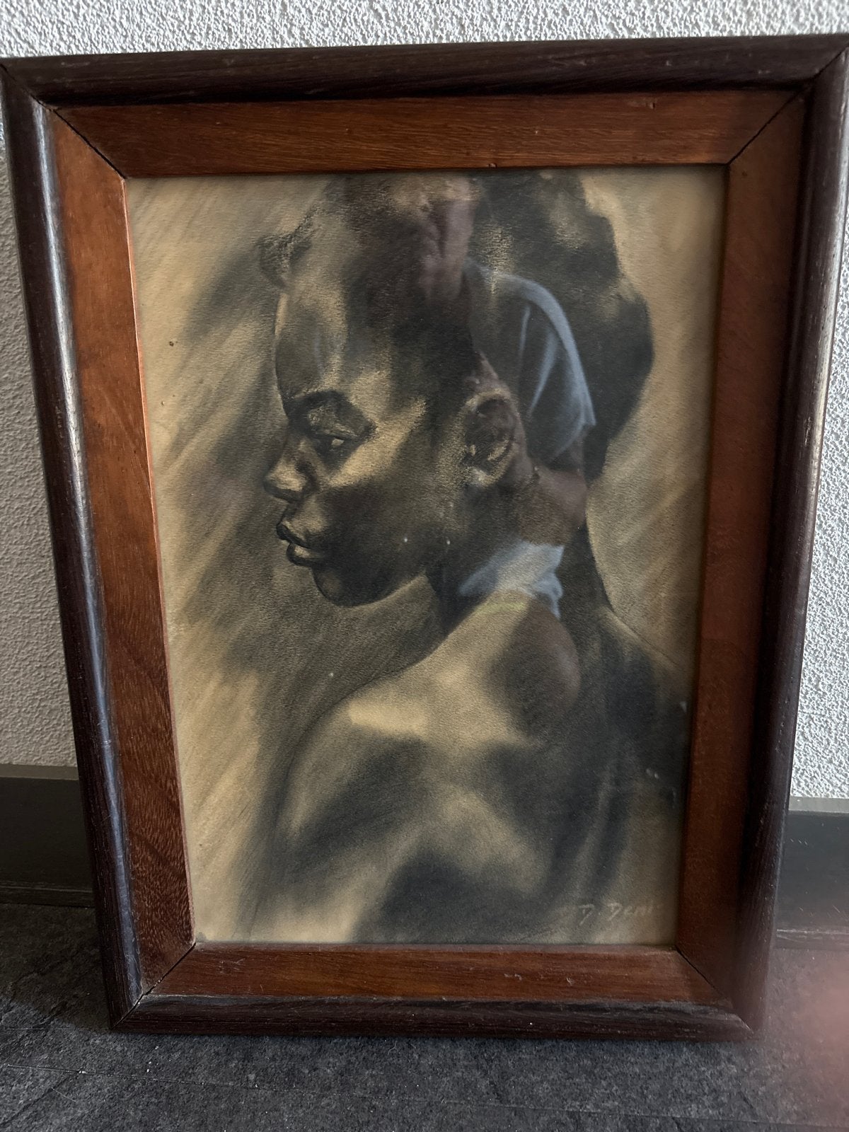 Houtskool portret van D. Deniz, Ophalen of Verzenden, Tekening, Houtskooltekening, Gesigneerd