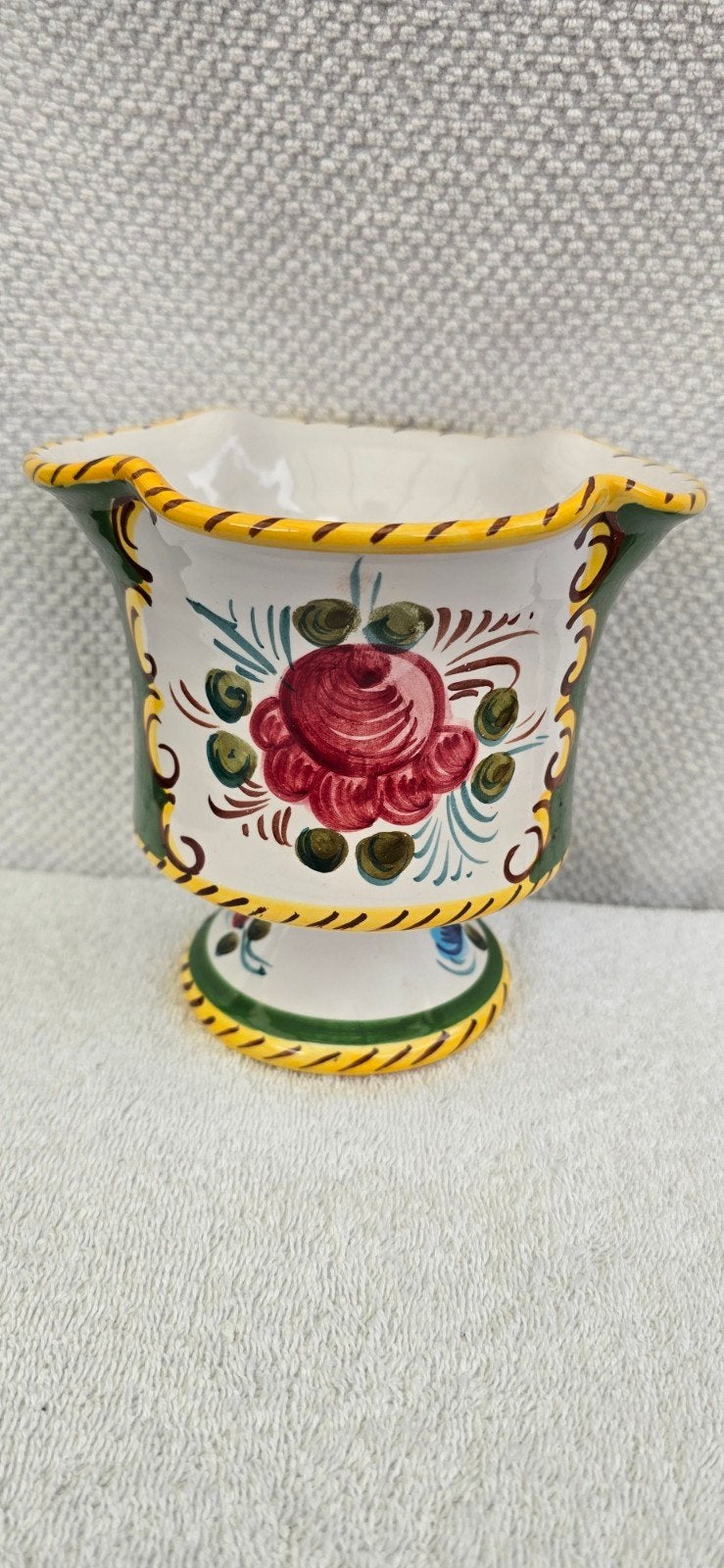 Vintage Italiaanse Majolica Bloempot/Vaas, Handgeschilderd, Antiek en Kunst, Ophalen of Verzenden