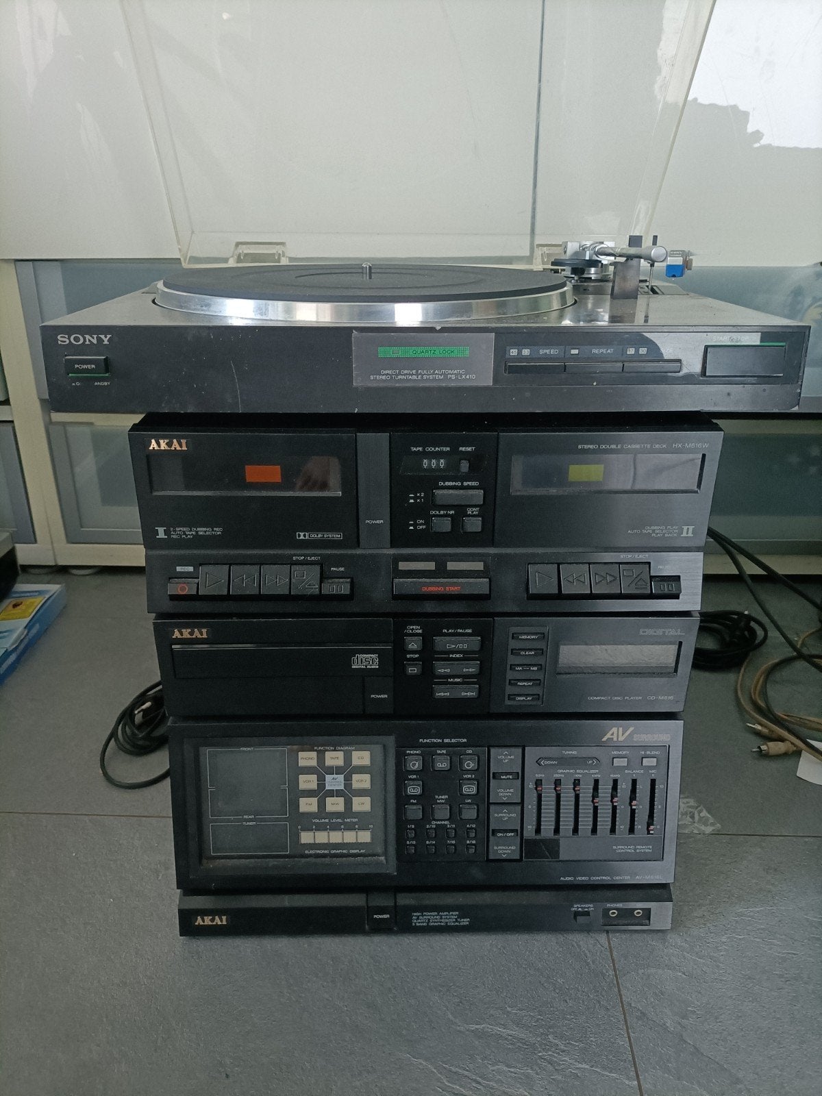 Akai Stereo Set met Sony Platenspeler, Audio, Tv en Foto, Stereo-sets, Ophalen, Cassettedeck, Akai