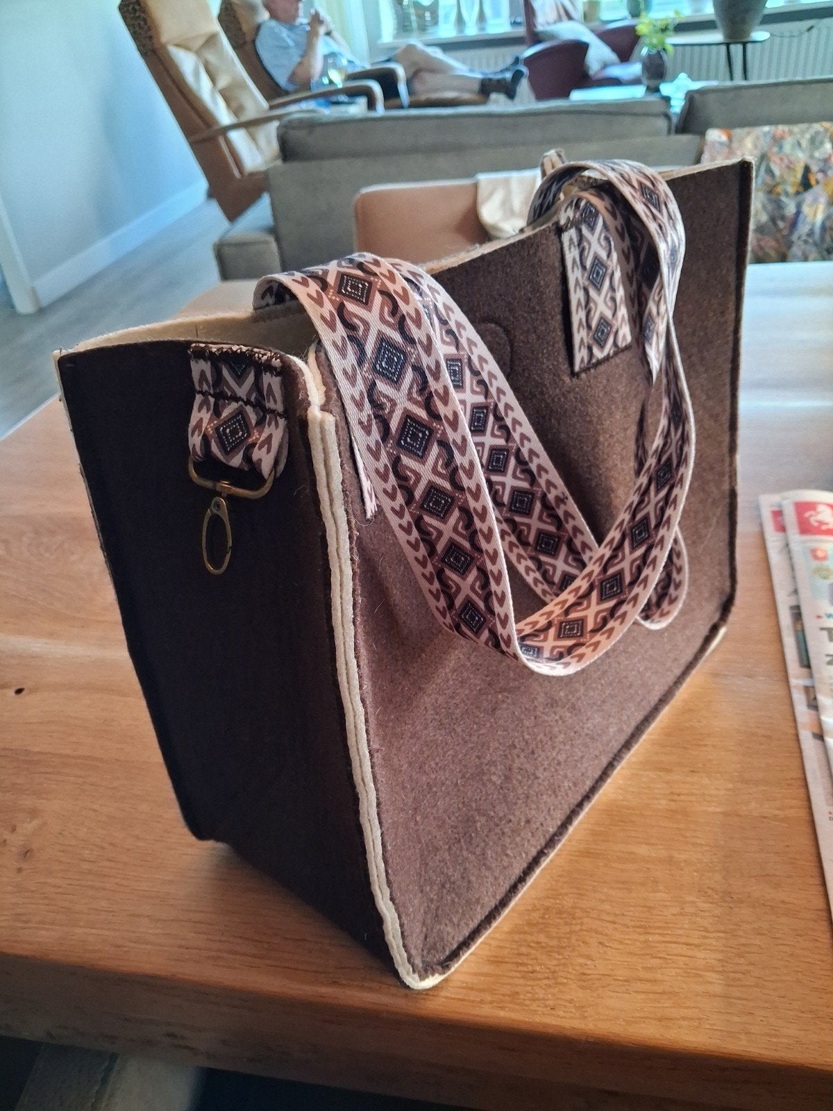 tas van vilt, Ophalen, Zo goed als nieuw, Bruin, Handtas