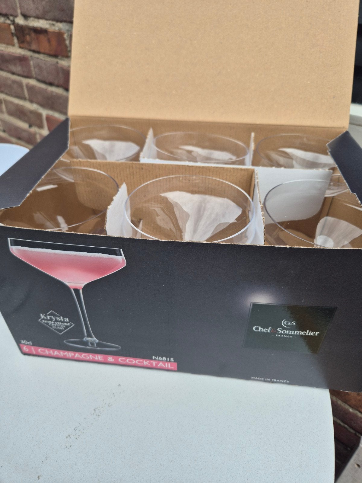 Champagne en cocktailglazen - set van 6, Ophalen, Nieuw, Glas, Overige merken
