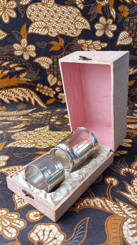 Originele Art Deco doopbeker en servetring uit Frankrijk., Ophalen of Verzenden