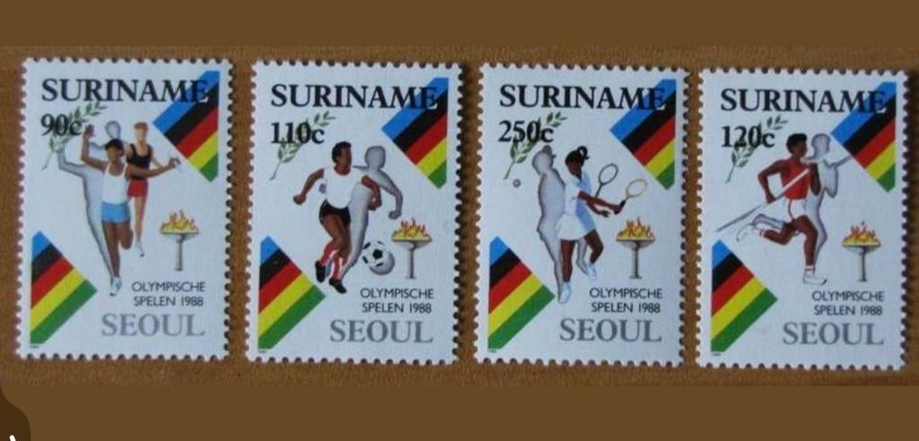 Rep-Suriname 587-590 serie sport postfris, Ophalen of Verzenden, Postfris