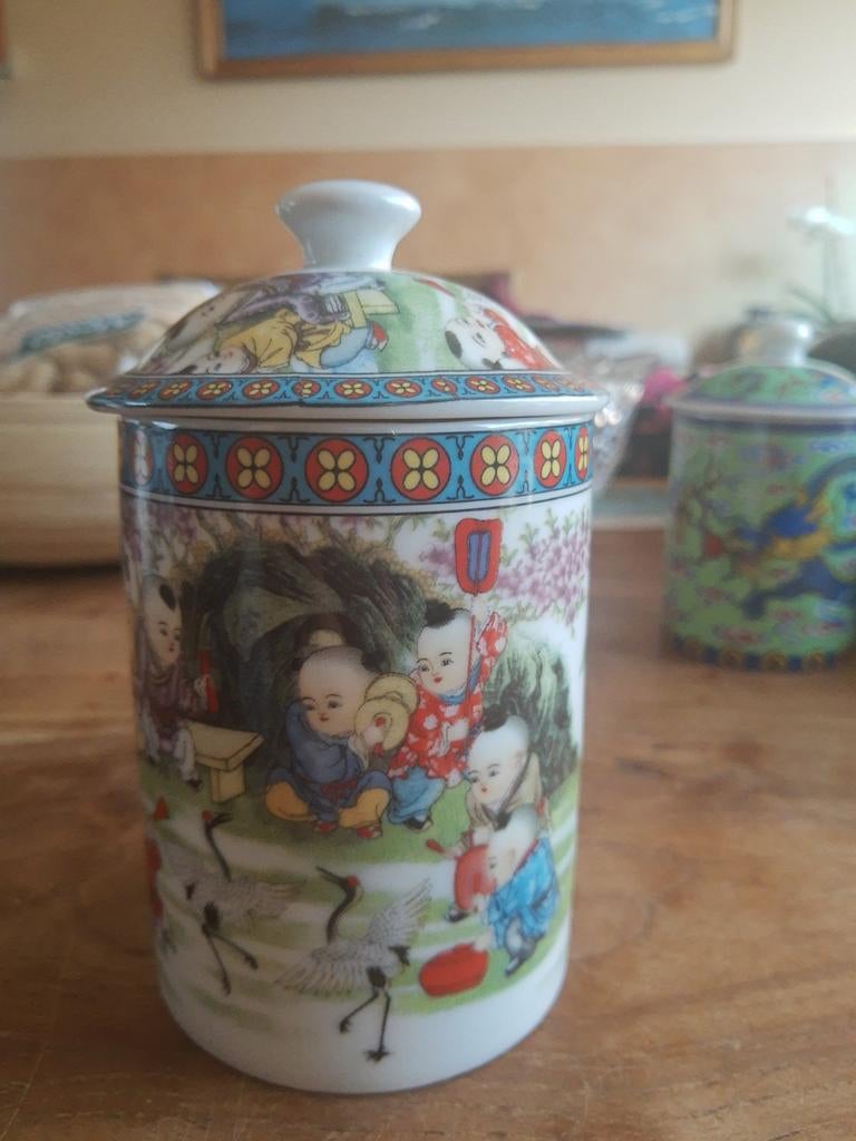 Bekers of potjes  chiennees  beschildert per twee, Antiek en Kunst, Ophalen of Verzenden