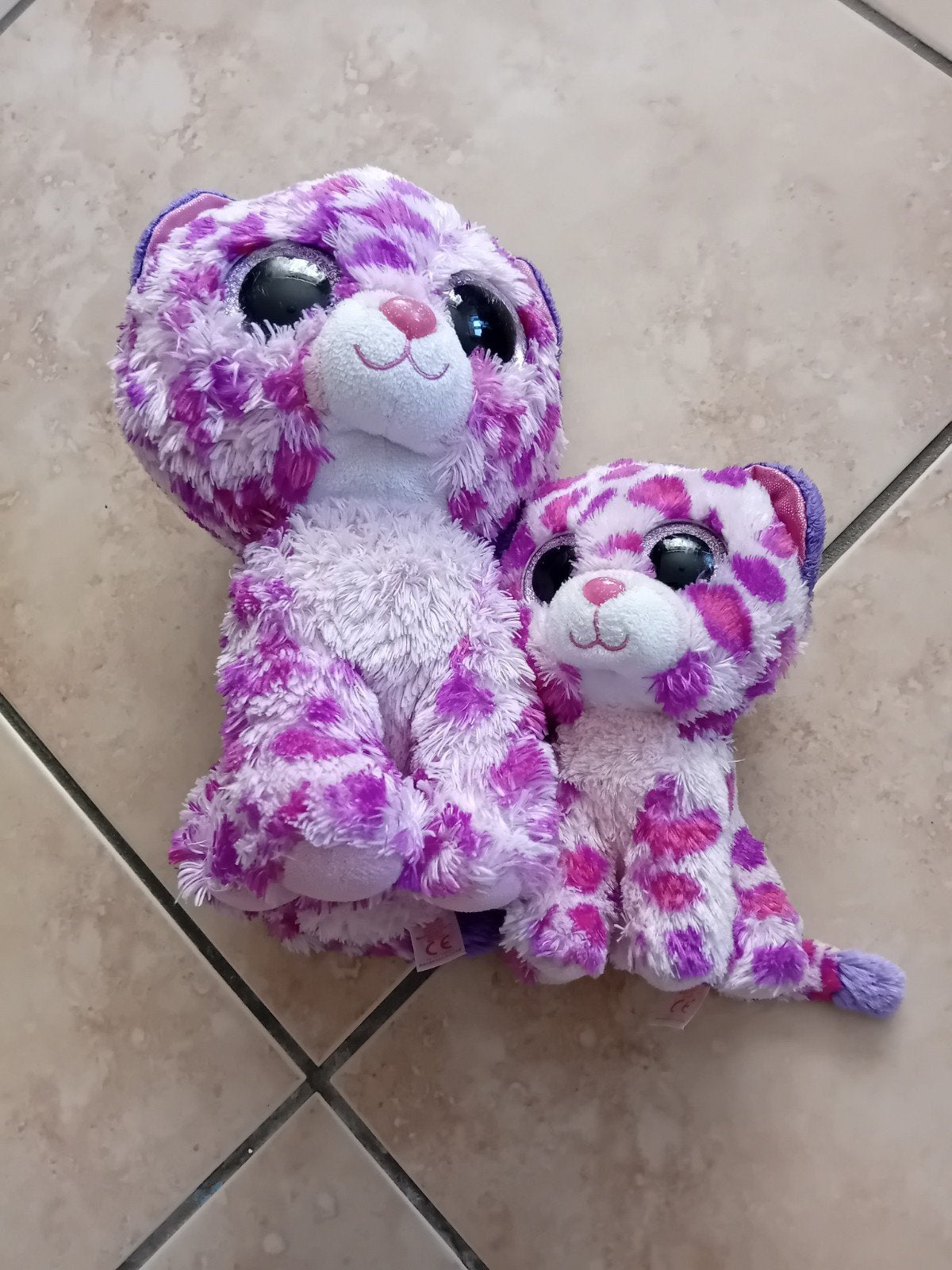 Ty Beanie Boo's Glamour paarse luipaard knuffels (2 stuks), Paars, Overige karakters, Overige typen, Ophalen of Verzenden