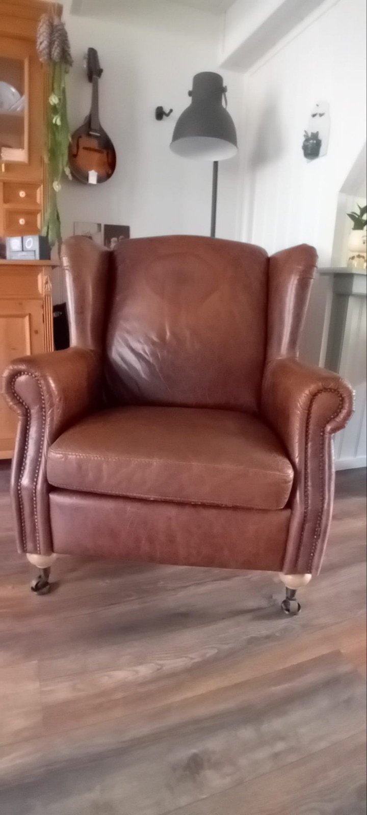 Oorfauteuil S.O.U.L echt leer, Ophalen, Gebruikt, 75 tot 100 cm, Leer